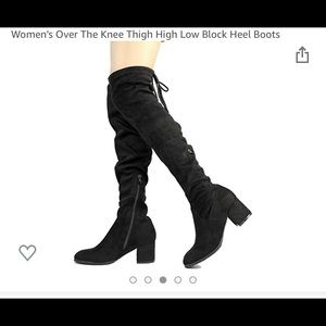 Thigh high black suede boots